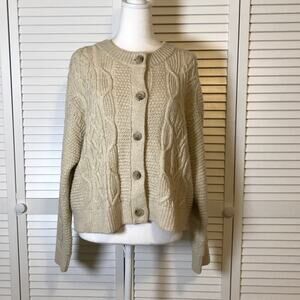 Old Navy Beige Crew Neck Long Sleeve Cardigan Sweater XL